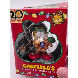 Vintage 1996 Garfield Trim-A-Tree Christmas Ornament Elf with Pooky 20 Years